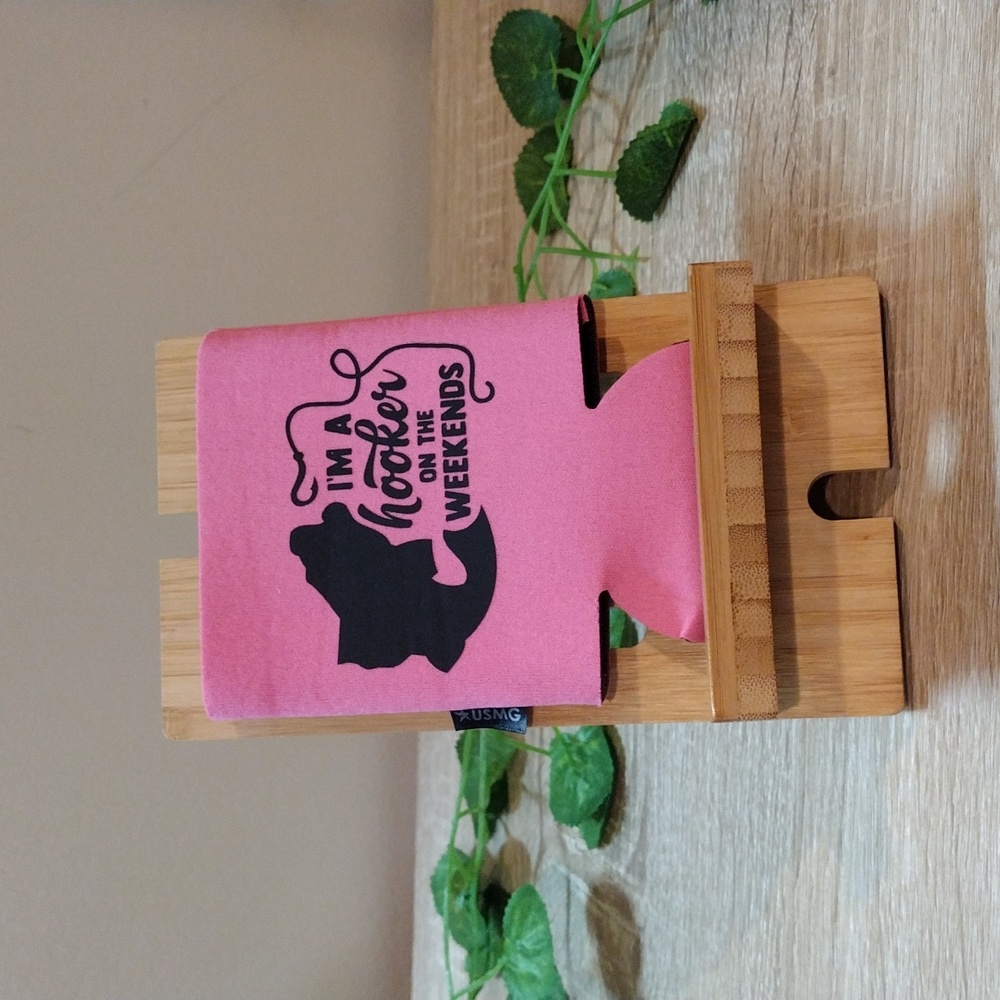 Handmade Pink Humorous Fishing Koozie